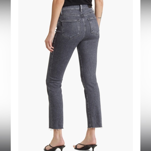 PAIGE Cindy Raw Hem High Waist Ankle Straight Leg Jeans - Picture 3 of 12